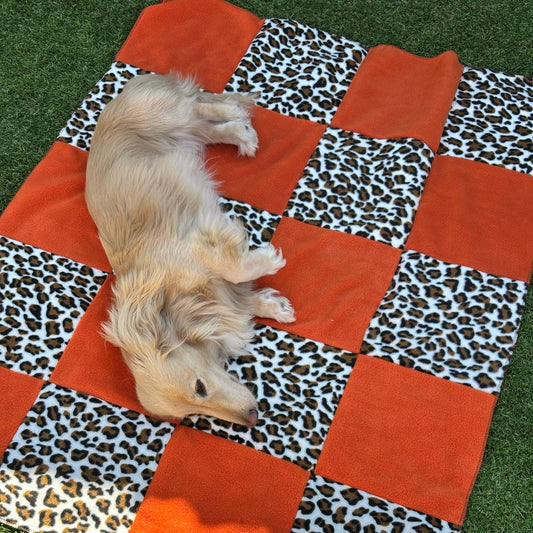Eco - Friendly Fleece Picnic Blanket - Handmade with Recycled Fabric Offcuts - Hugo and Ted