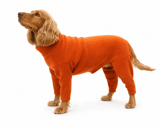 Fleece Dog Jumpsuit - Four Leg Coverage, Made to Measure - Hugo and Ted