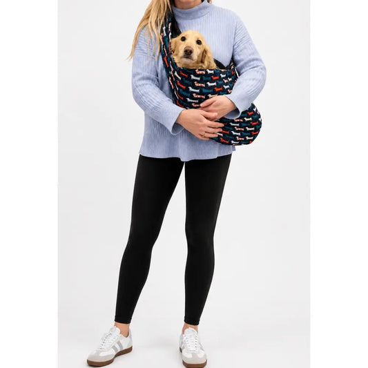Hugo and Ted Print Fleece Dog Sling Carrier - Multiple Sizes, Made to Order - Hugo and Ted