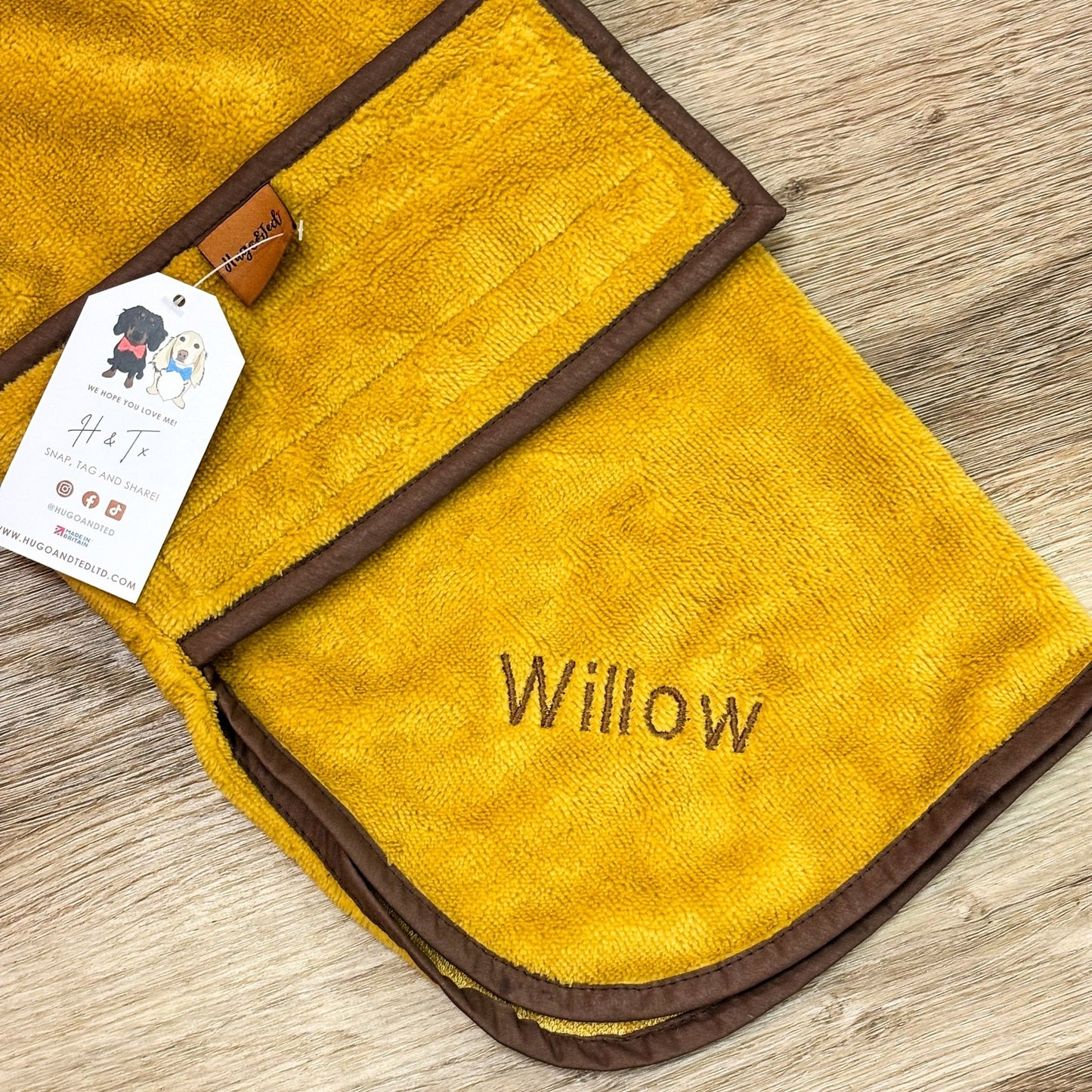 Luxury Dog Drying Robe – Made to Measure Bamboo Towelling Robe with Personalisation - Hugo and Ted