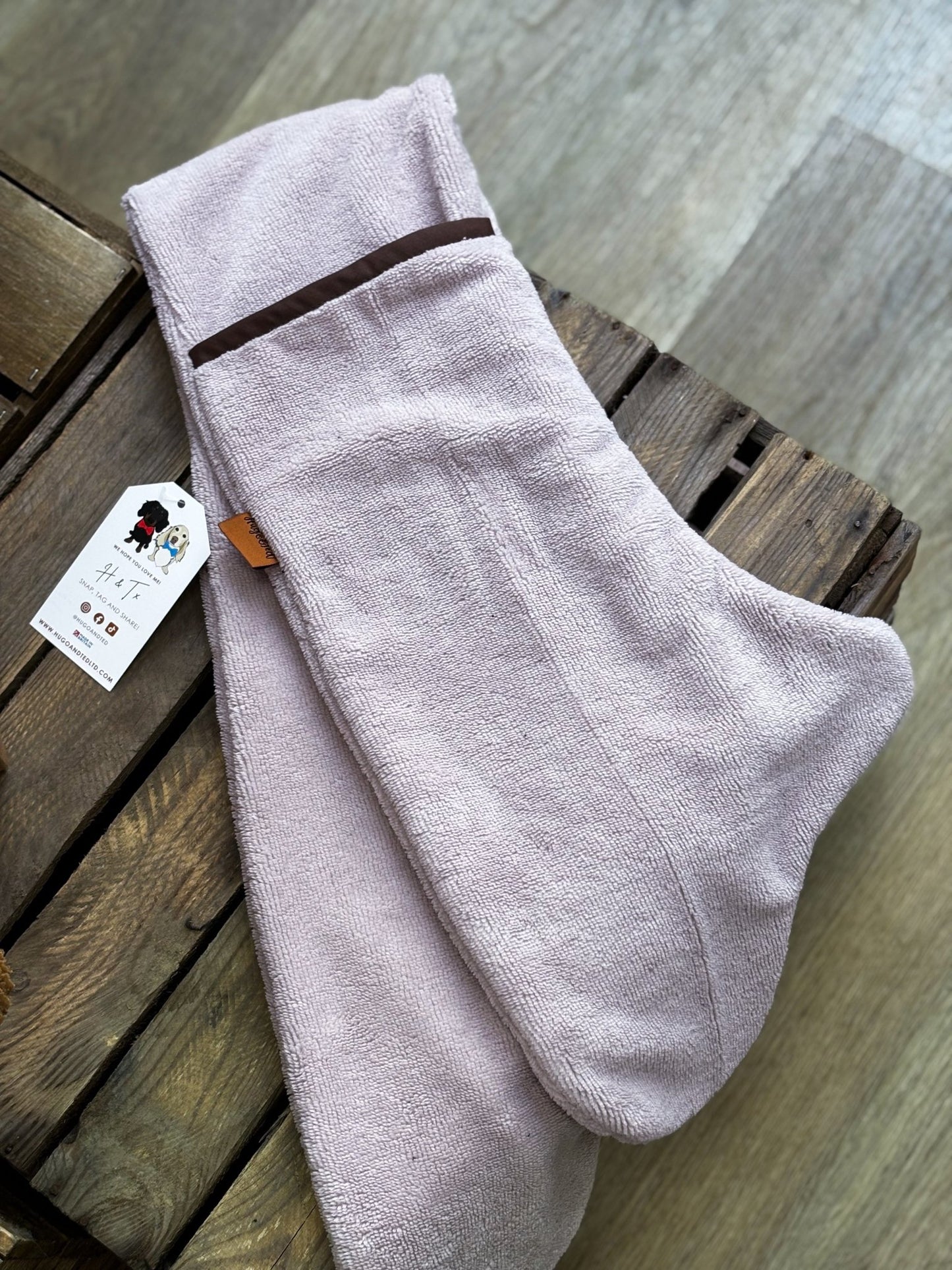 Luxury Personalised Bamboo Dog Drying Mittens – Made from Soft, Sustainable Drying Towel - Hugo and Ted