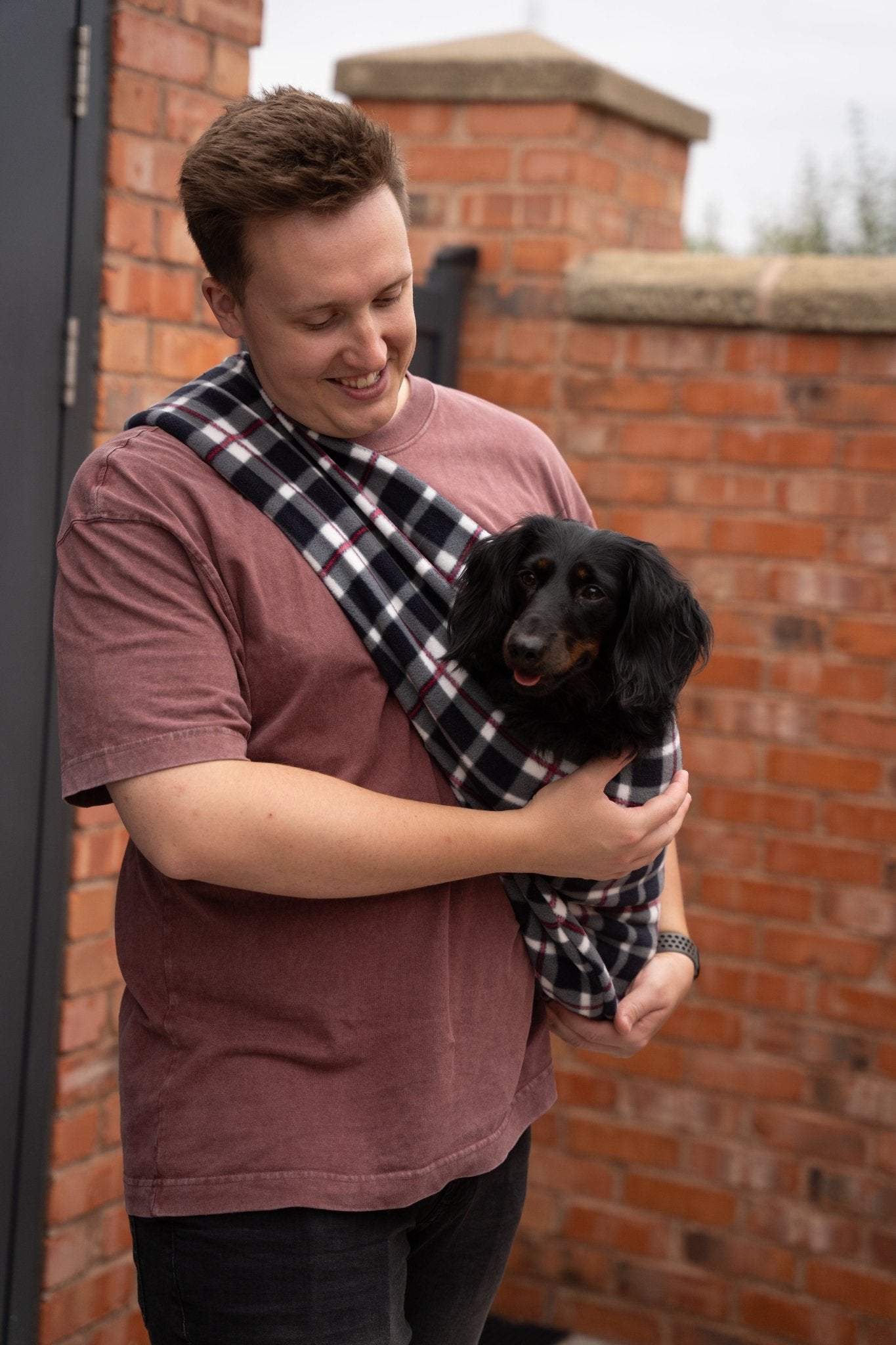 Patterned Fleece Comfortable Dog Sling Carrier – Ideal for Small, Elderly, or Disabled Dogs - Hugo and Ted