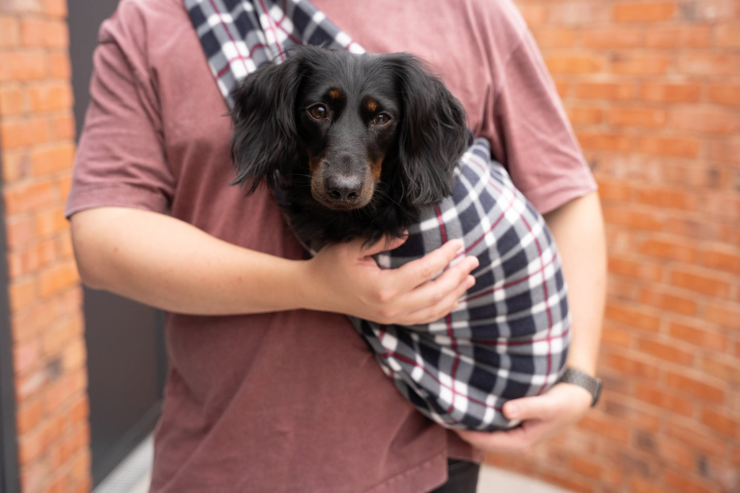 Patterned Fleece Comfortable Dog Sling Carrier – Ideal for Small, Elderly, or Disabled Dogs - Hugo and Ted