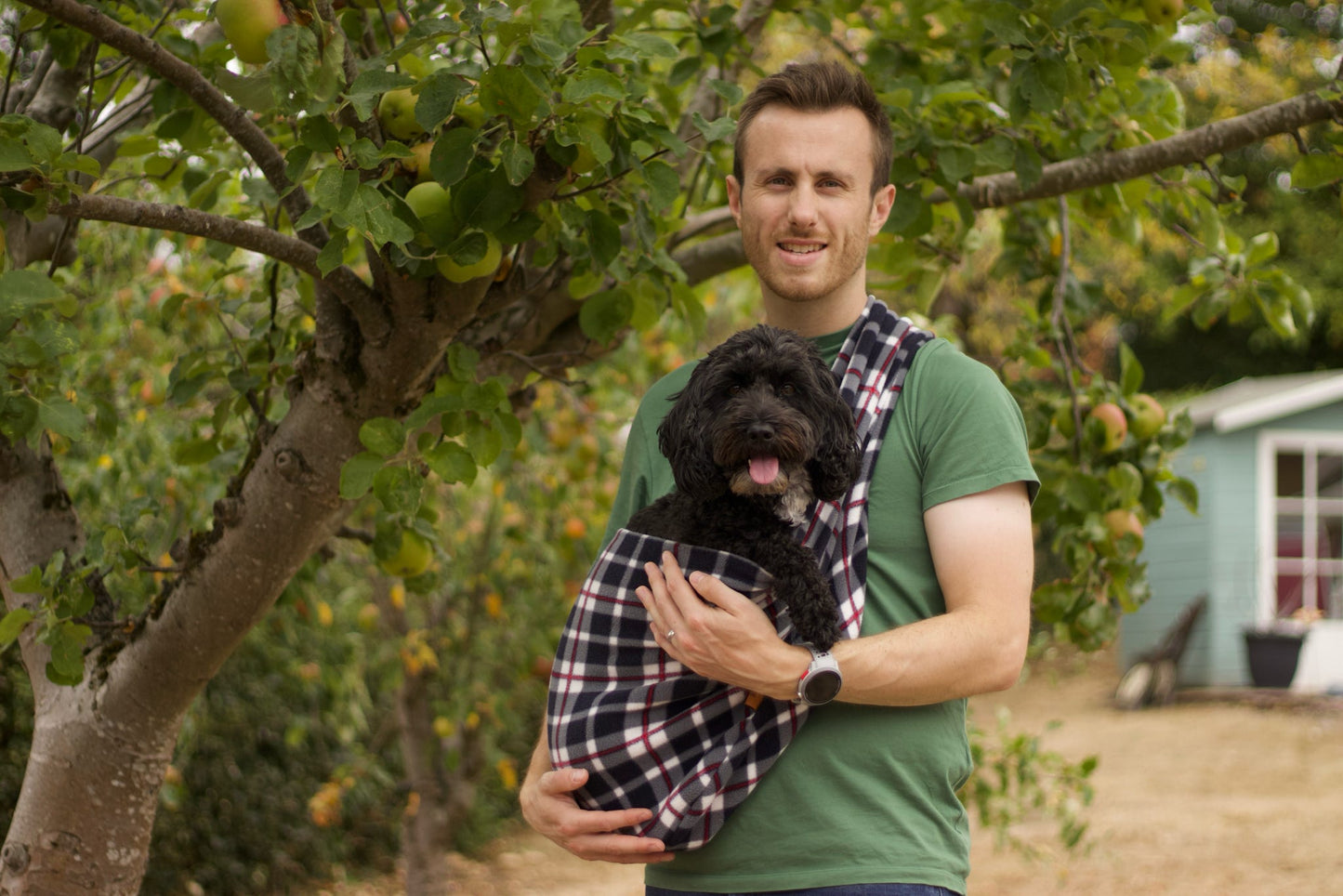 Patterned Fleece Comfortable Dog Sling Carrier – Ideal for Small, Elderly, or Disabled Dogs - Hugo and Ted