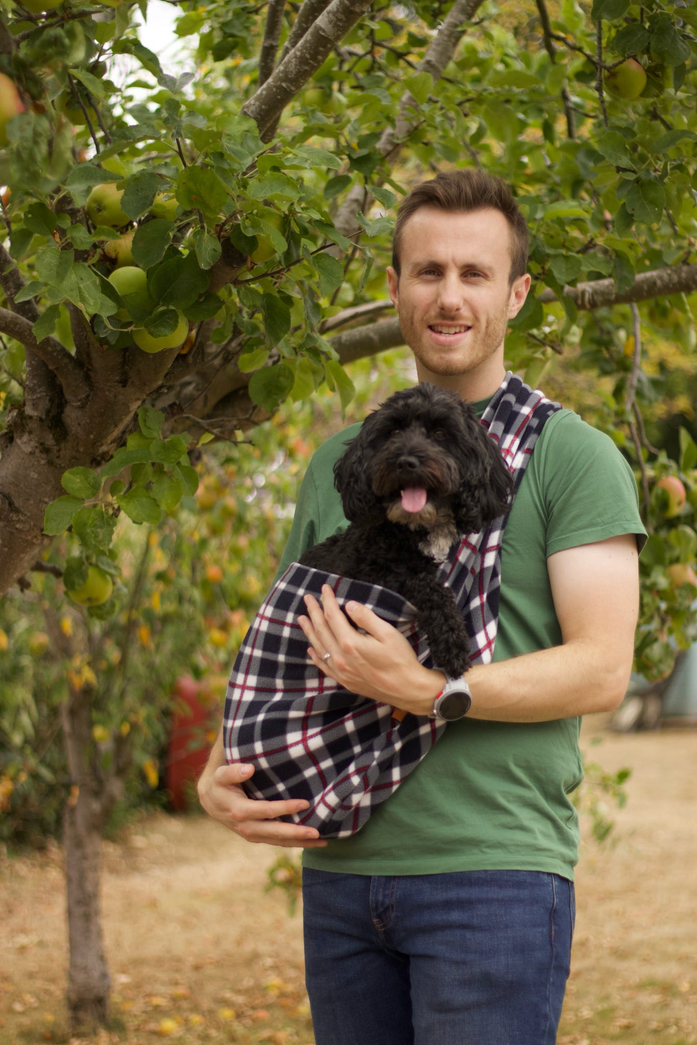 Patterned Fleece Comfortable Dog Sling Carrier – Ideal for Small, Elderly, or Disabled Dogs - Hugo and Ted