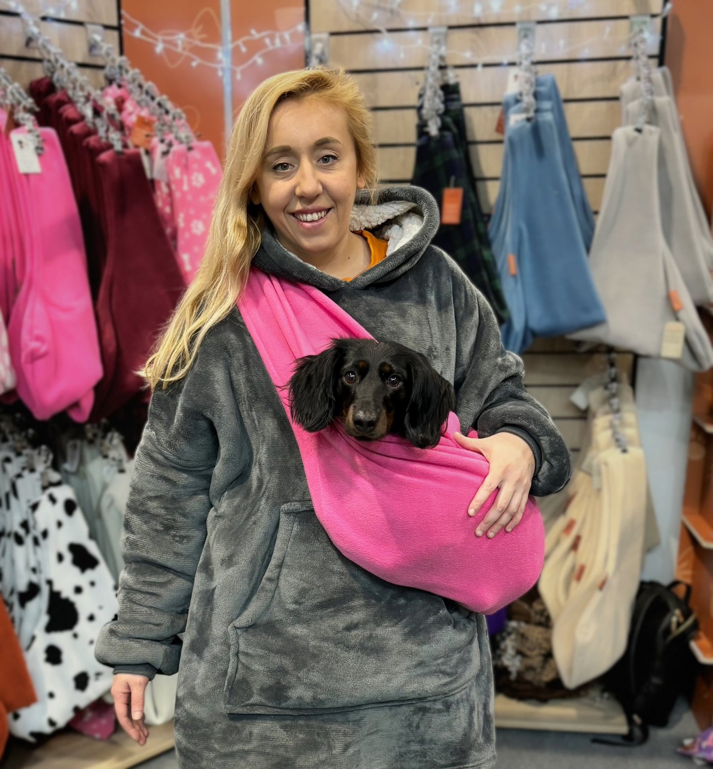 Plain Fleece Comfortable Dog Sling Carrier – Ideal for Small, Elderly, or Disabled Dogs - Hugo and Ted