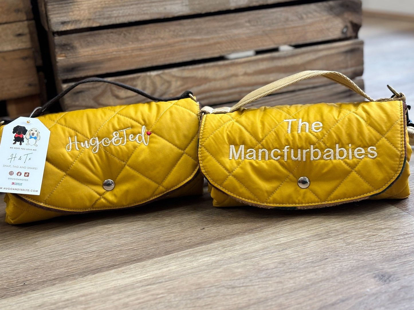 Quilted Walkies Mats – Waterproof, Soft Fleece Mat for Outdoor Adventures & Café Visits - Hugo and Ted