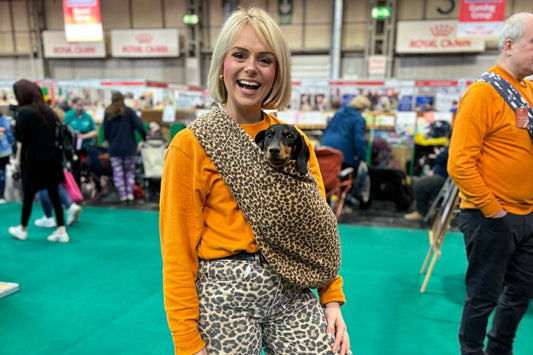 Viral Leopard Print Fleece Dog Sling Carrier - Multiple Sizes, Made to Order - Hugo and Ted