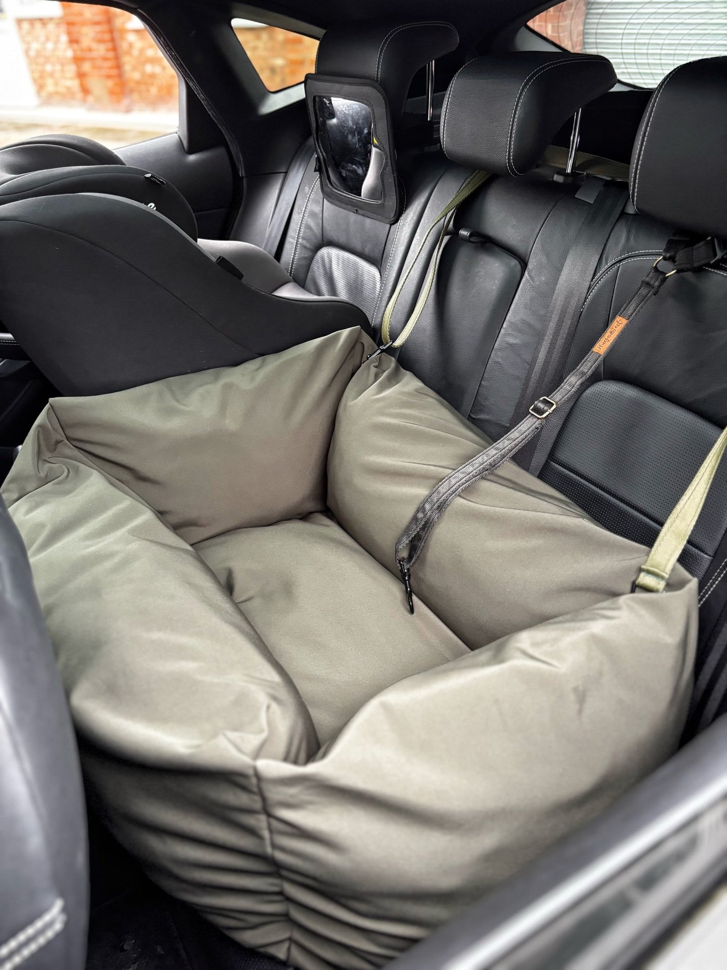 Waterproof Rainfleece Dog Car Bed – Snuggly, Secure & Travel - Friendly - Hugo and Ted