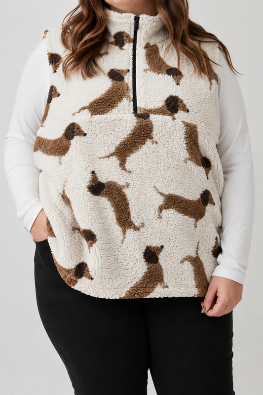 PREORDER Dachshund Sherpa Hooman 1/4 Zip Body Warmers