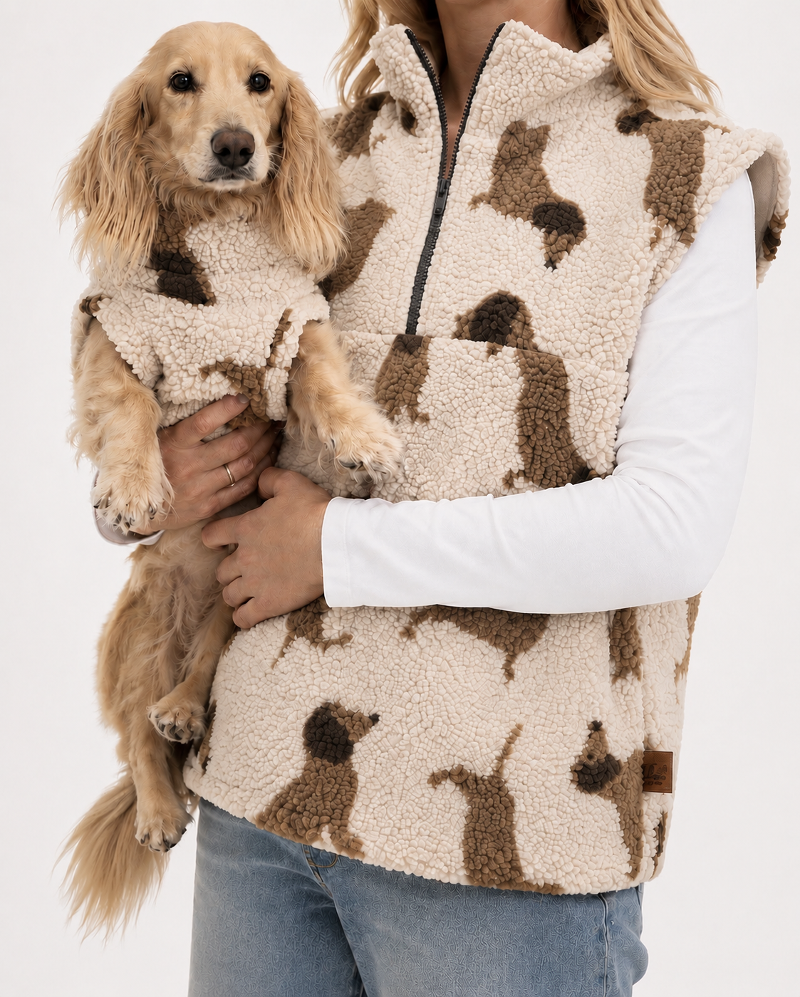 PREORDER Dachshund Sherpa Hooman 1/4 Zip Body Warmers