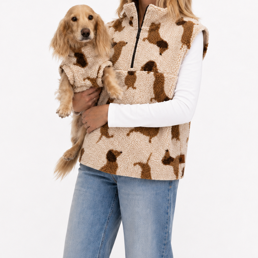 PREORDER Dachshund Sherpa Hooman 1/4 Zip Body Warmers