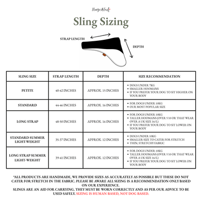 Dog Sling Sizing Measurement Guide