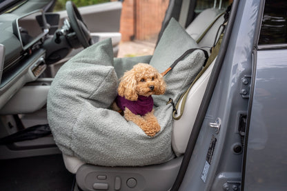 Autumn Bouclé Car Bed for Dogs – Ultra - Soft, Secure & Travel - Friendly Comfort - Hugo and Ted