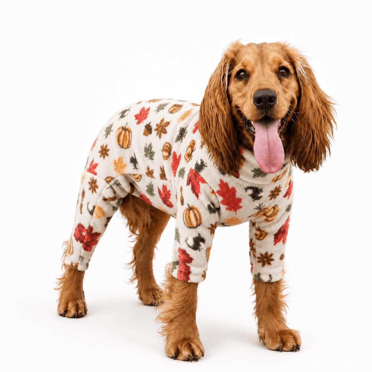 Autumn Spice Fleece Dog Jumpsuit - Made to Measure - Hugo and Ted