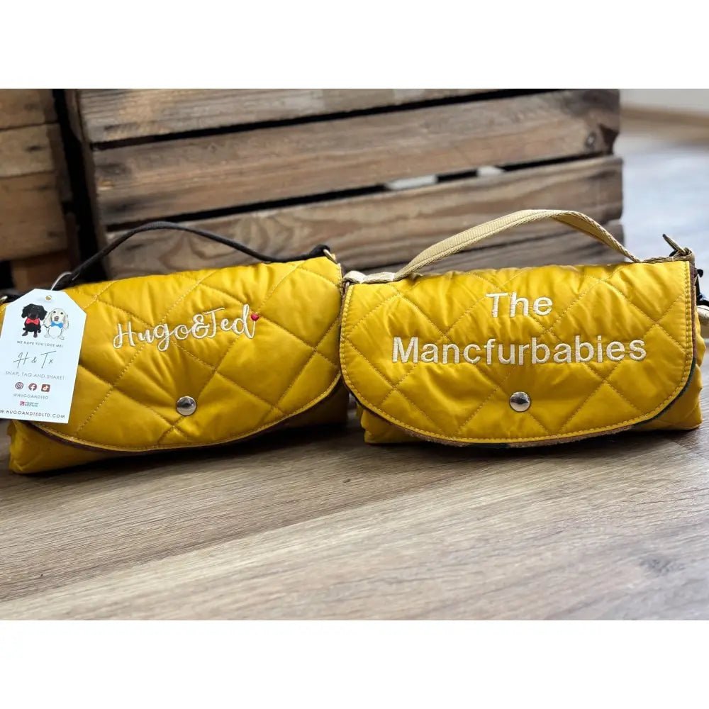 Discontinued Quilted Fabric Waterproof Dog Walkies Mat - Personalised, 2 Sizes - Hugo and Ted
