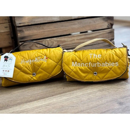 Discontinued Quilted Fabric Waterproof Dog Walkies Mat - Personalised, 2 Sizes - Hugo and Ted