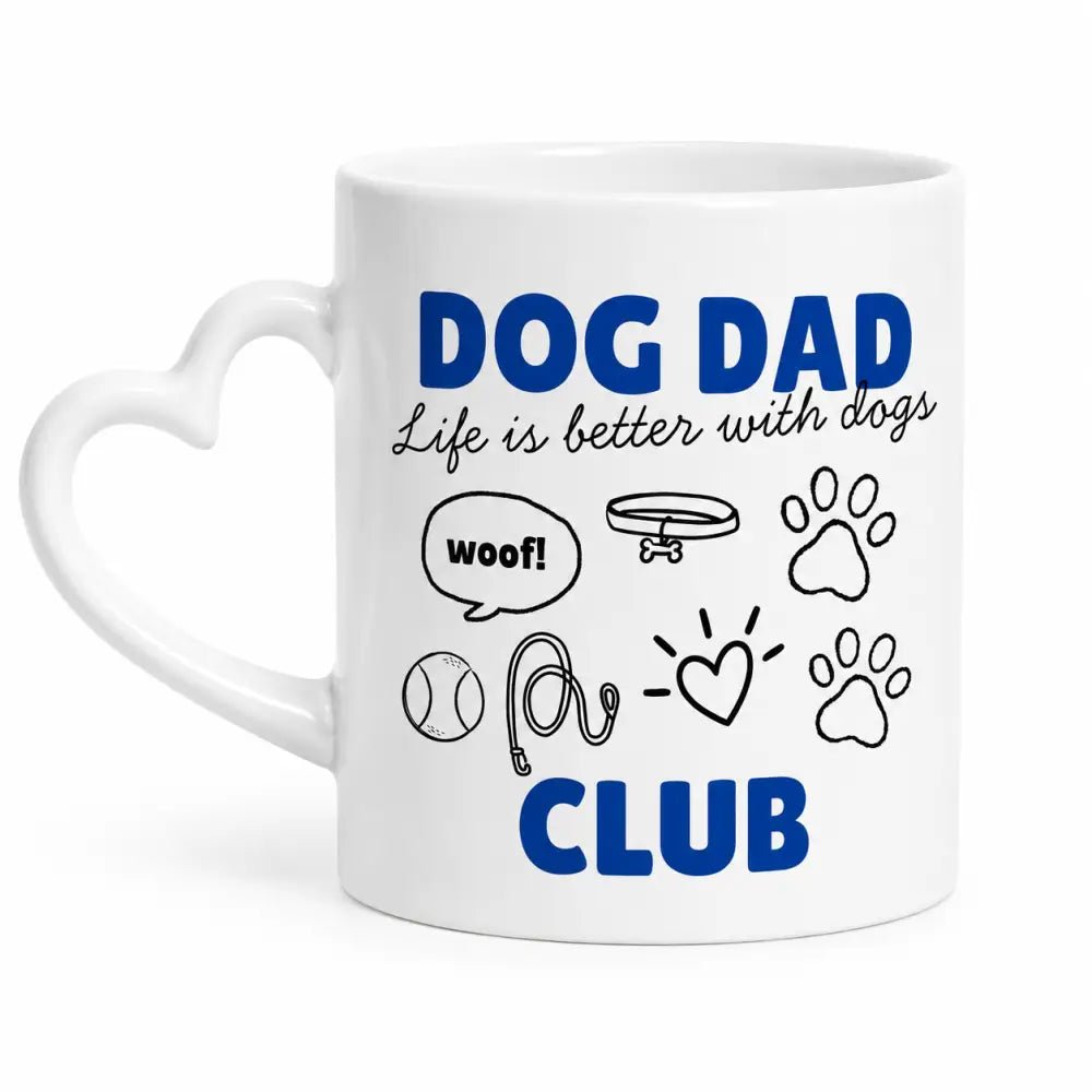 Dog Mom Club / Dog Dad Club Mug - Heart Handle Ceramic Mug - Hugo and Ted