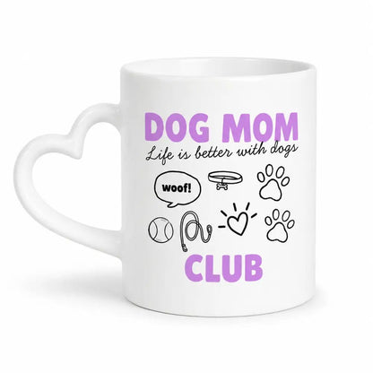 Dog Mom Club / Dog Dad Club Mug - Heart Handle Ceramic Mug - Hugo and Ted