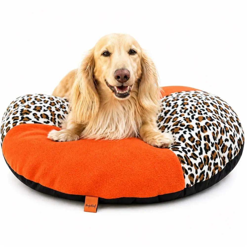 Eco-Friendly Upcycled Round Dog Bed - Handmade, 3 Sizes - Hugo and Ted