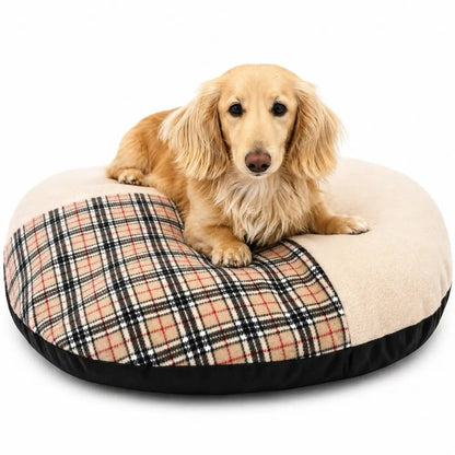 Eco-Friendly Upcycled Round Dog Bed - Handmade, 3 Sizes - Hugo and Ted