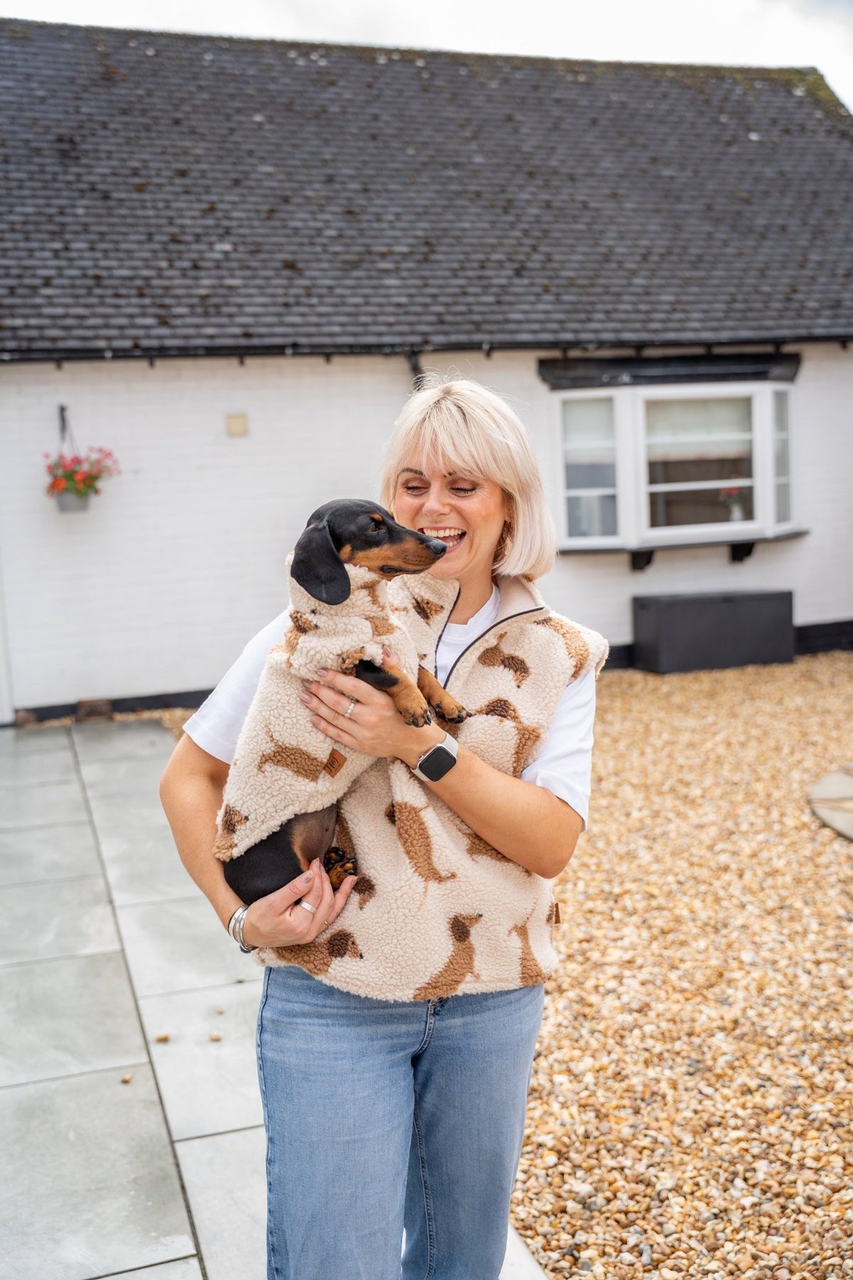 Hooman Dachshund Sherpa Quarter Zip Body Warmer - Hugo and Ted