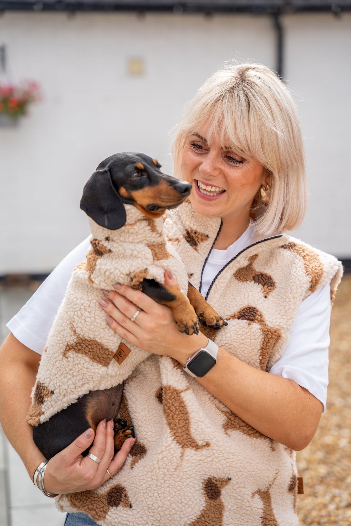 Hooman Dachshund Sherpa Quarter Zip Body Warmer - Hugo and Ted