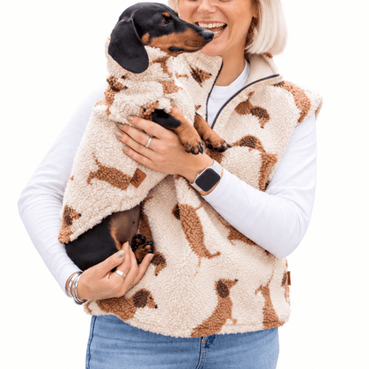 Hooman Dachshund Sherpa Quarter Zip Body Warmer - Hugo and Ted