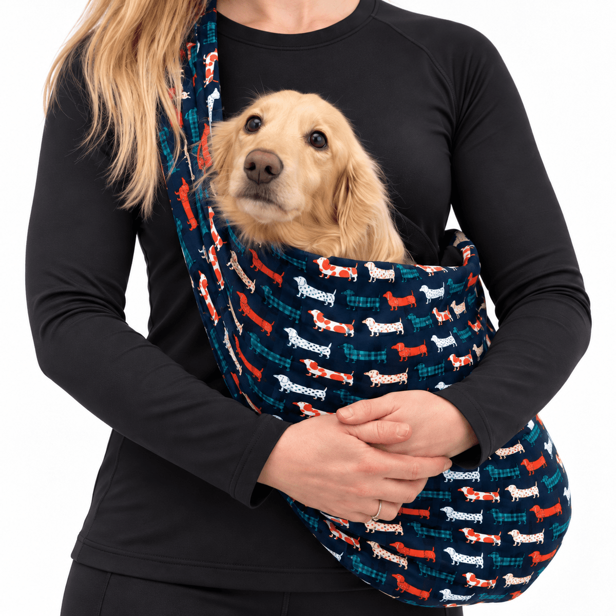 Hugo and Ted Print Fleece Dog Sling Carrier - Multiple Sizes, Made to Order - Hugo and Ted