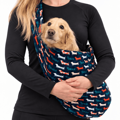 Hugo and Ted Print Fleece Dog Sling Carrier - Multiple Sizes, Made to Order - Hugo and Ted