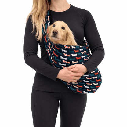 Hugo and Ted Print Fleece Dog Sling Carrier - Multiple Sizes, Made to Order - Hugo and Ted