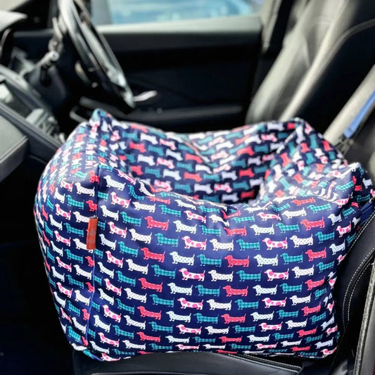 Hugo and Ted Print Waterproof Car Bed - 3 Sizes - Hugo and Ted