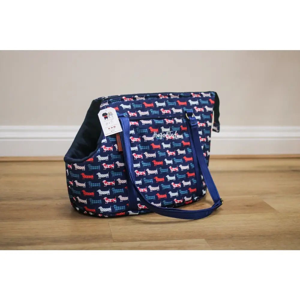 Hugo and Ted Print Waterproof Dog Carrier Bag - Converts to Travel Bed - Hugo and Ted