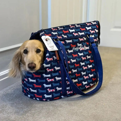 Hugo and Ted Print Waterproof Dog Carrier Bag - Converts to Travel Bed - Hugo and Ted