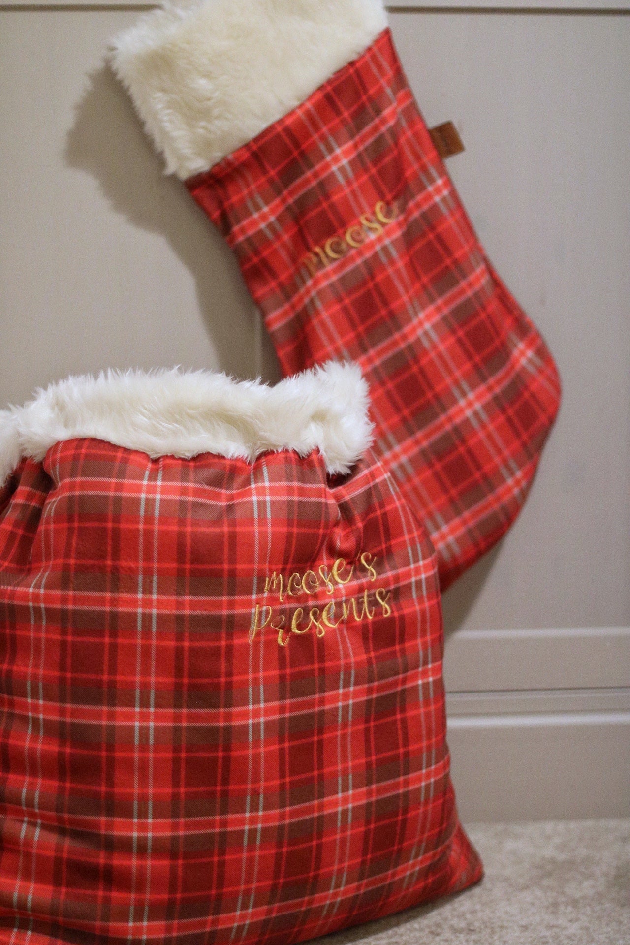 Hugo and Ted Tartan Christmas Personalised Santa Sack - Hugo and Ted