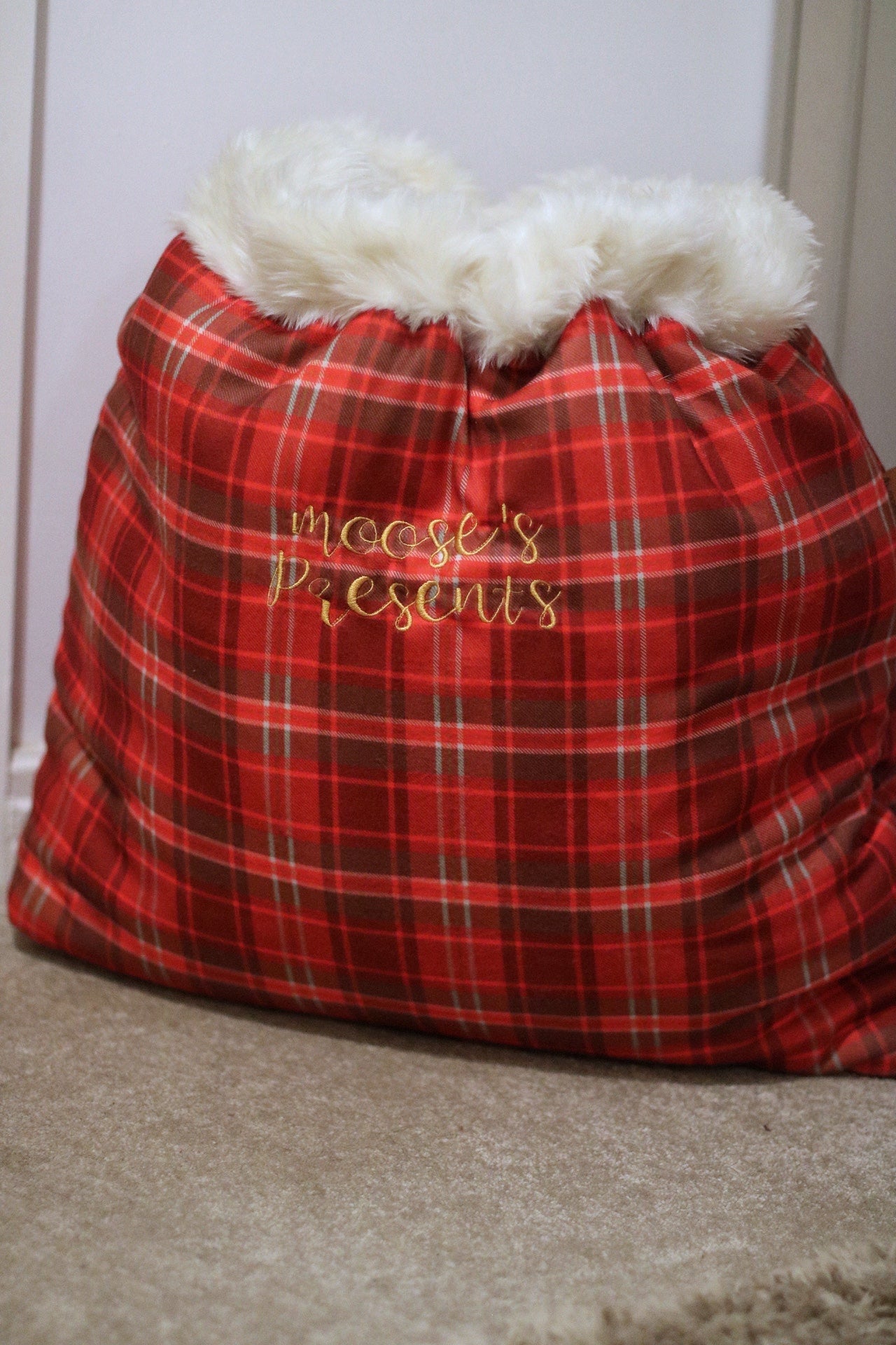 Hugo and Ted Tartan Christmas Personalised Santa Sack - Hugo and Ted