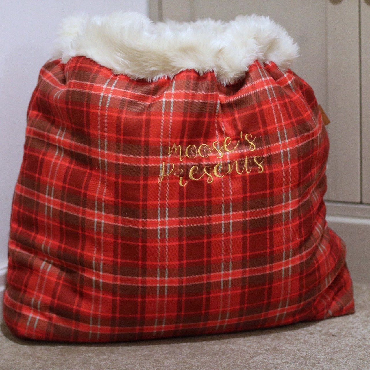 Hugo and Ted Tartan Christmas Personalised Santa Sack - Hugo and Ted