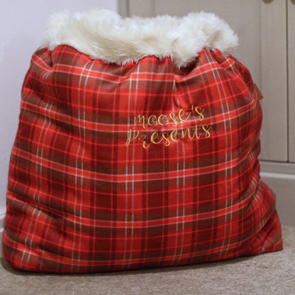 Hugo and Ted Tartan Christmas Personalised Santa Sack - Hugo and Ted