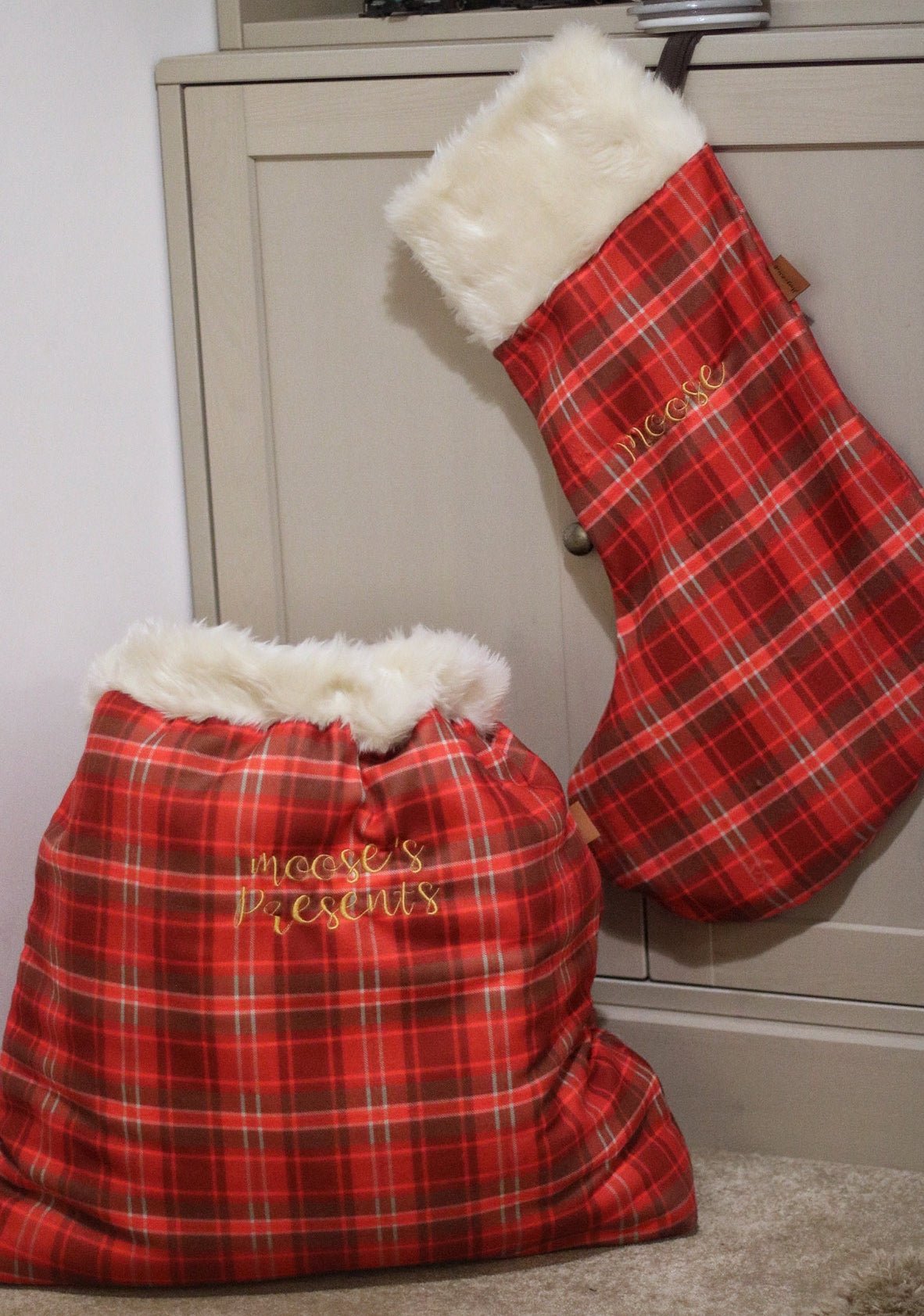 Hugo and Ted Tartan Christmas Personalised Santa Sack - Hugo and Ted