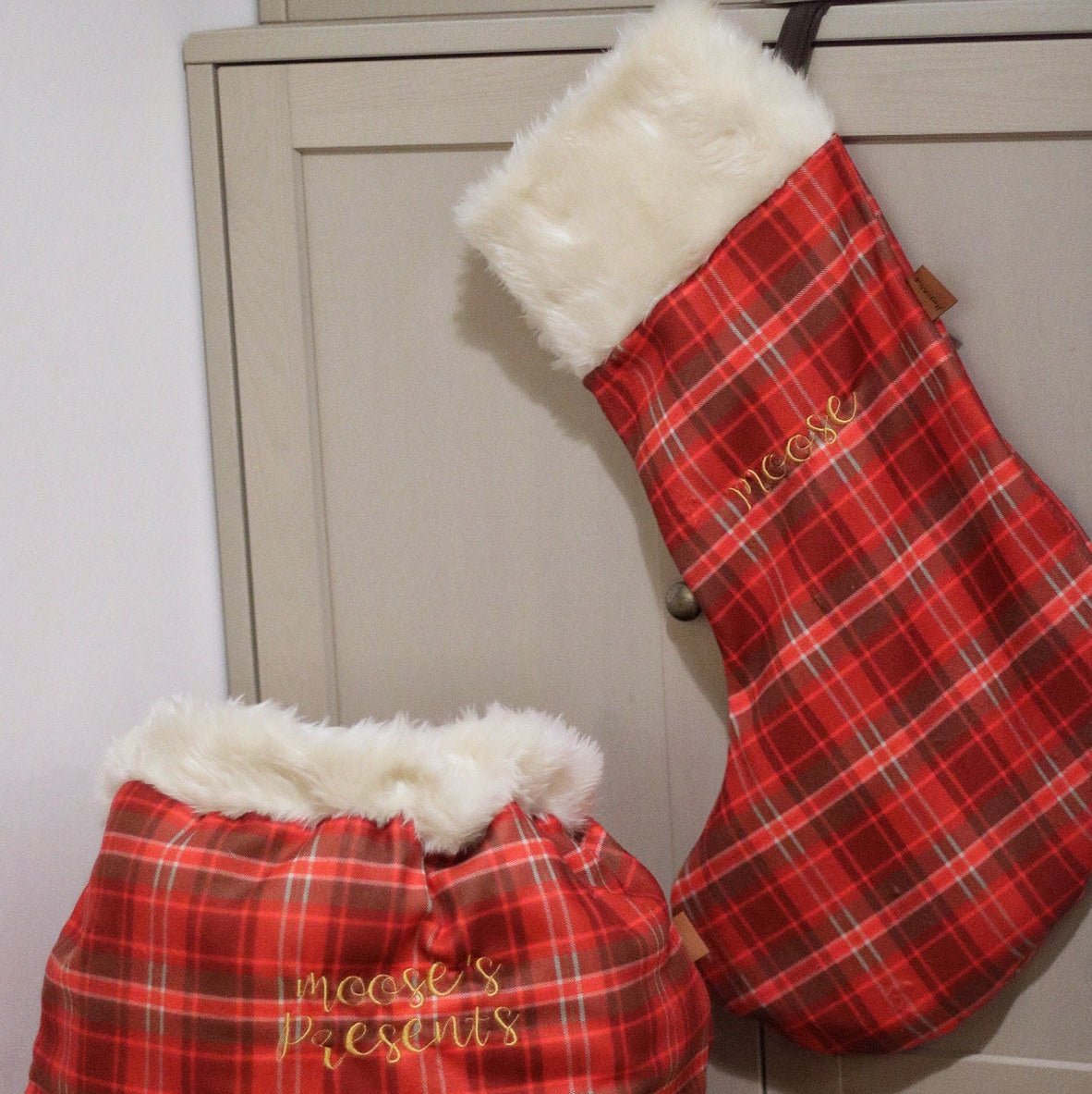 Hugo and Ted Tartan Christmas Personalised Stocking - Hugo and Ted
