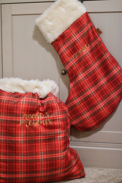 Hugo and Ted Tartan Christmas Personalised Stocking - Hugo and Ted