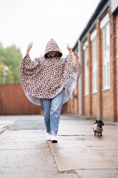 Lenny Leopard Hooman Waterproof Rainfleece Rain Ponchos - Hugo and Ted