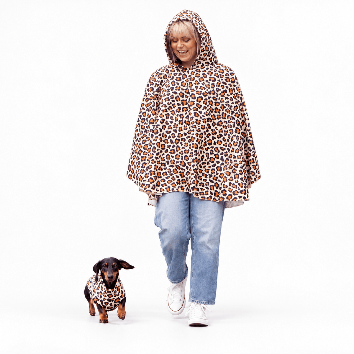 Lenny Leopard Hooman Waterproof Rainfleece Rain Ponchos - Hugo and Ted