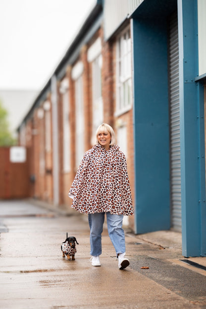 Lenny Leopard Hooman Waterproof Rainfleece Rain Ponchos - Hugo and Ted