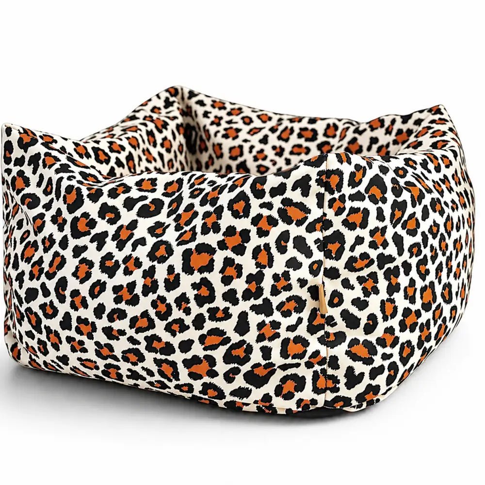 Lenny Leopard Print Rainfleece Waterproof Box Bed - Removable Covers, Machine Washable - Hugo and Ted