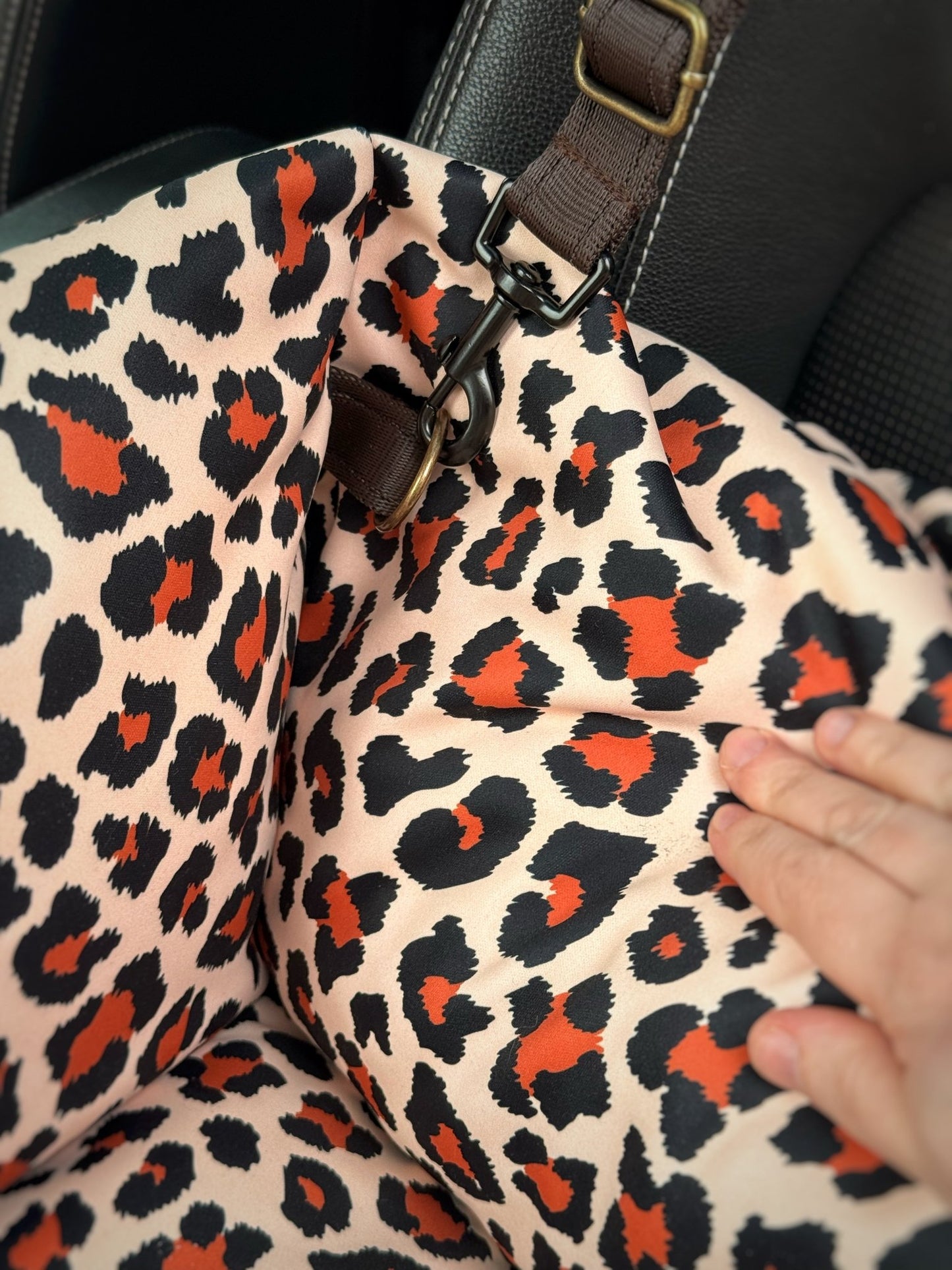 Lenny Leopard Print Waterproof Car Bed - Hugo and Ted