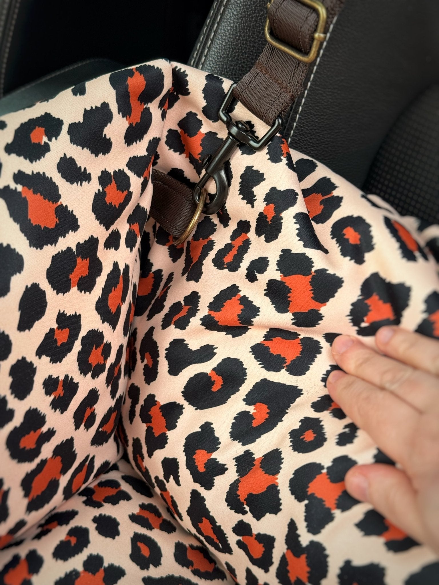 Lenny Leopard Print Waterproof Car Bed - Hugo and Ted