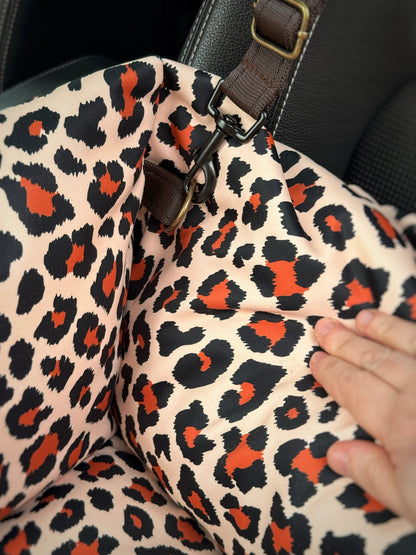 Lenny Leopard Print Waterproof Car Bed - Hugo and Ted