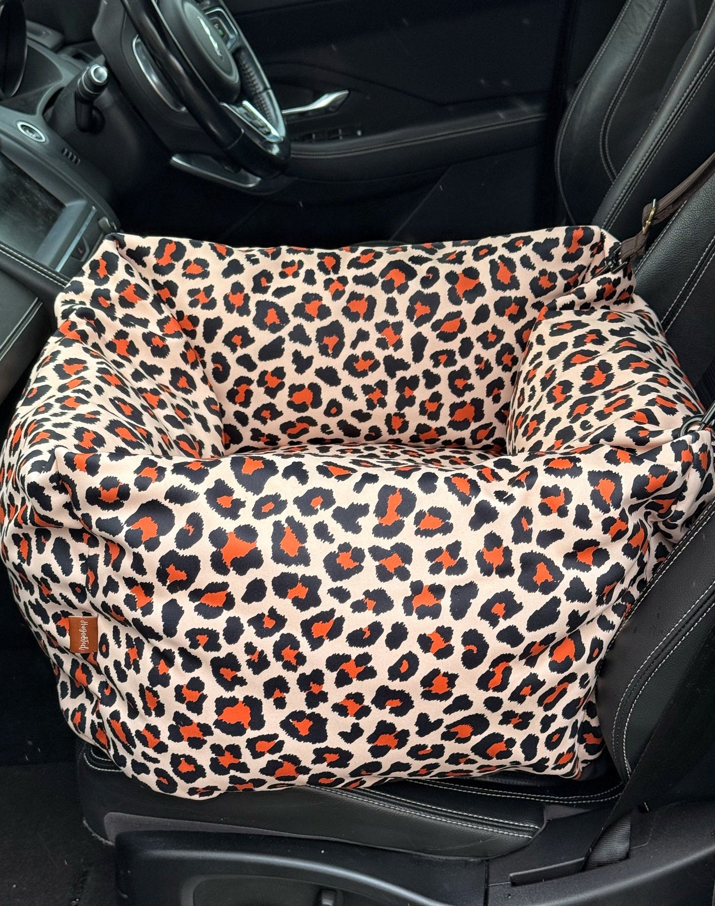 Lenny Leopard Print Waterproof Car Bed - Hugo and Ted