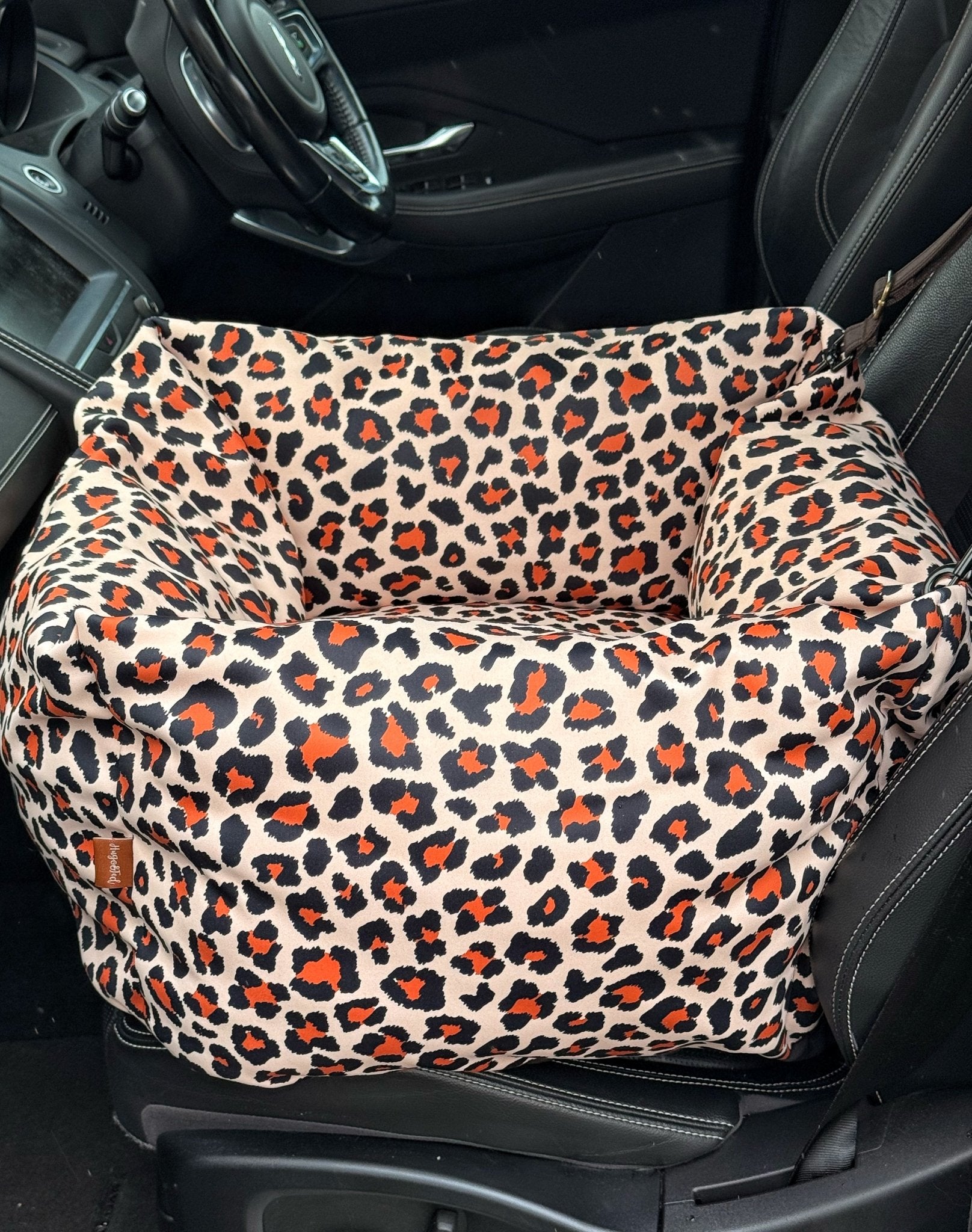 Lenny Leopard Print Waterproof Car Bed - Hugo and Ted